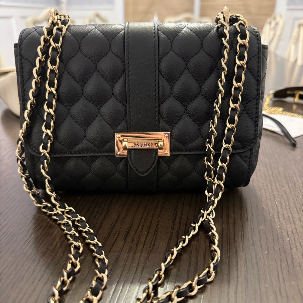 Aspinal of London “Lottie”  Black Quilted Nappa